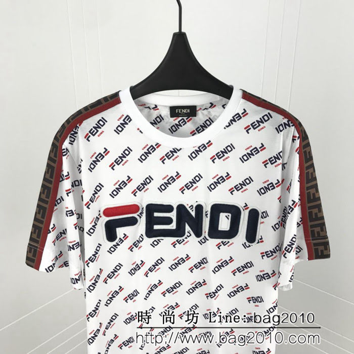 FENDI芬迪 19早春“mania”系列織帶 絲光棉短袖 男女同款 ydi1683